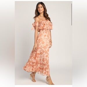 NWT Love and Blooms Blush Floral Print Off-the-Shoulder Dress